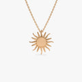 14k Solid Gold Glowing Sun Celestial Charm Pendant Necklace