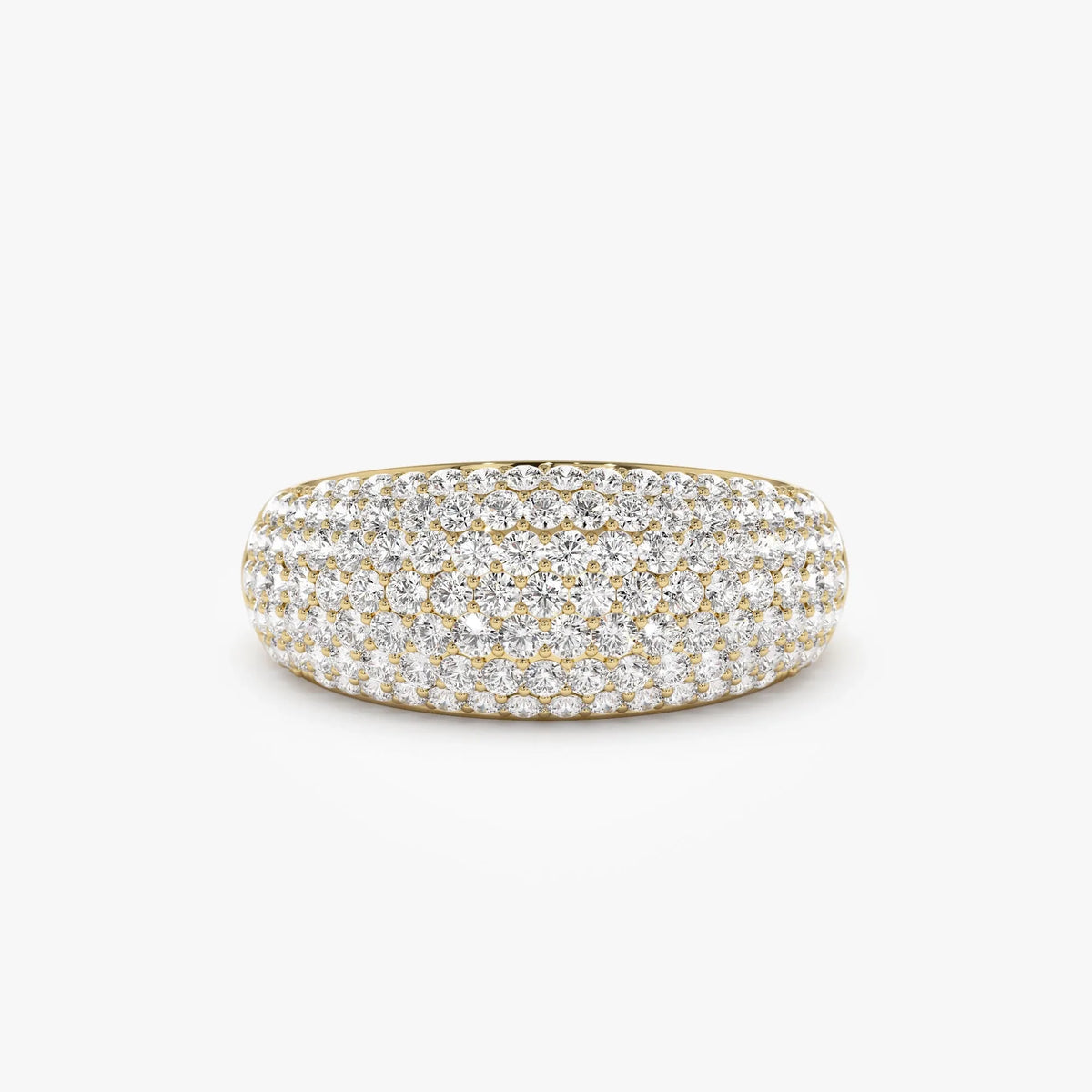 14k Solid Gold Round Diamond 0.99 Carat Chunky Dome Pave Setting Statement Ring