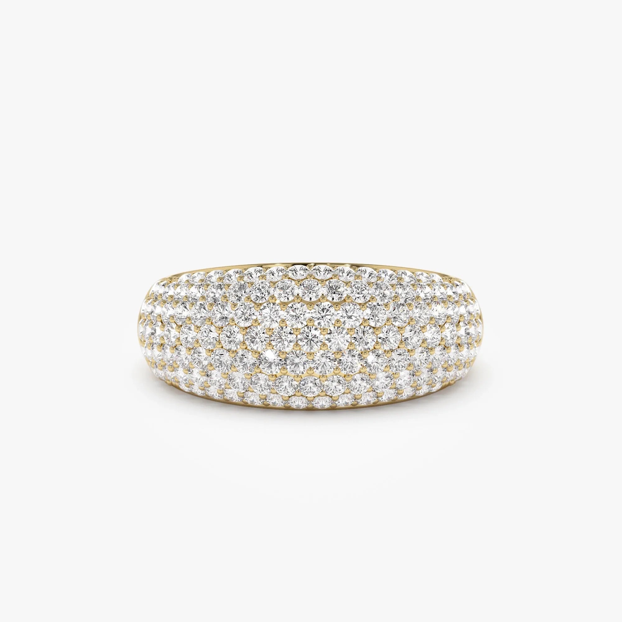 14k Solid Gold Round Diamond 0.99 Carat Chunky Dome Pave Setting Statement Ring