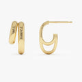 14k Gold Modern Double Hoop Earrings 19mm Length 4mm Width