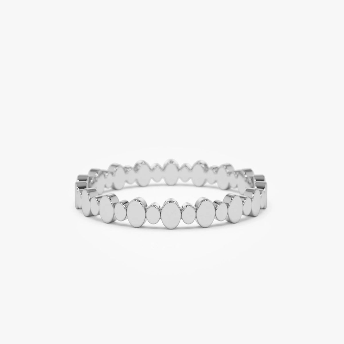 14k Solid Gold Alternating Size Oval Stackable Band Ring