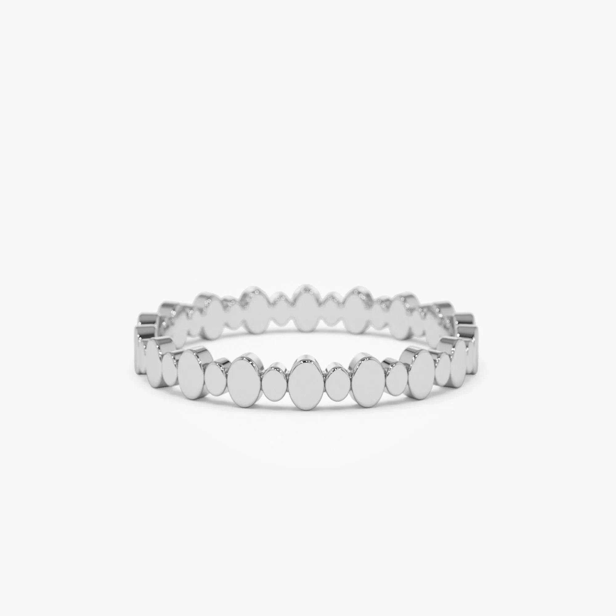 14k Solid Gold Alternating Size Oval Stackable Band Ring