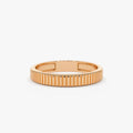 14K Solid Gold 3mm Ribbed Minimalist Wedding Band Ring