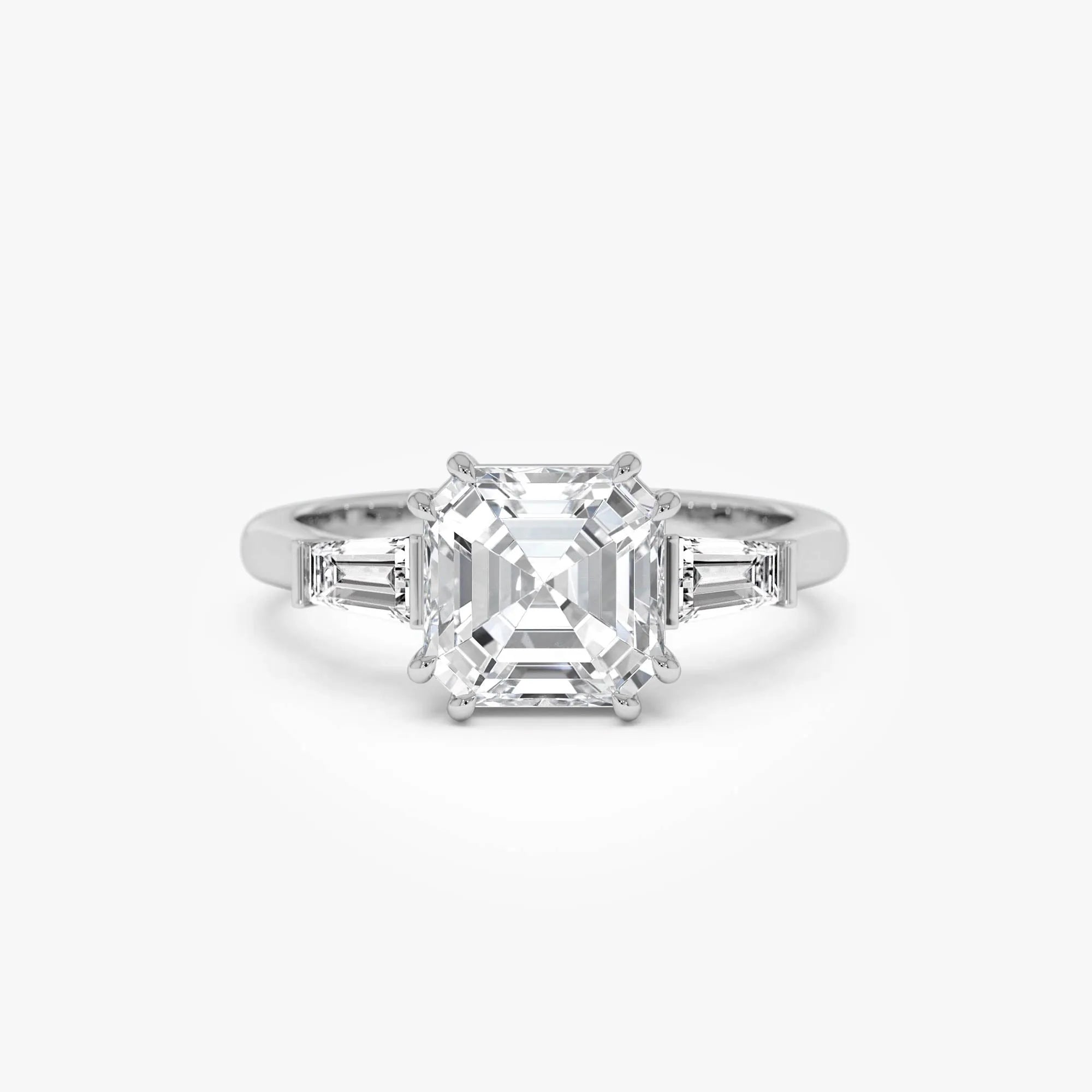 14k Gold Lab Grown Diamond Asscher Cut Three Stone Engagement Ring 2.35 Ctw IGI Certified Nina