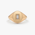 14K Gold Baguette Diamond Bezel Set Oval Signet Ring 0.13ctw