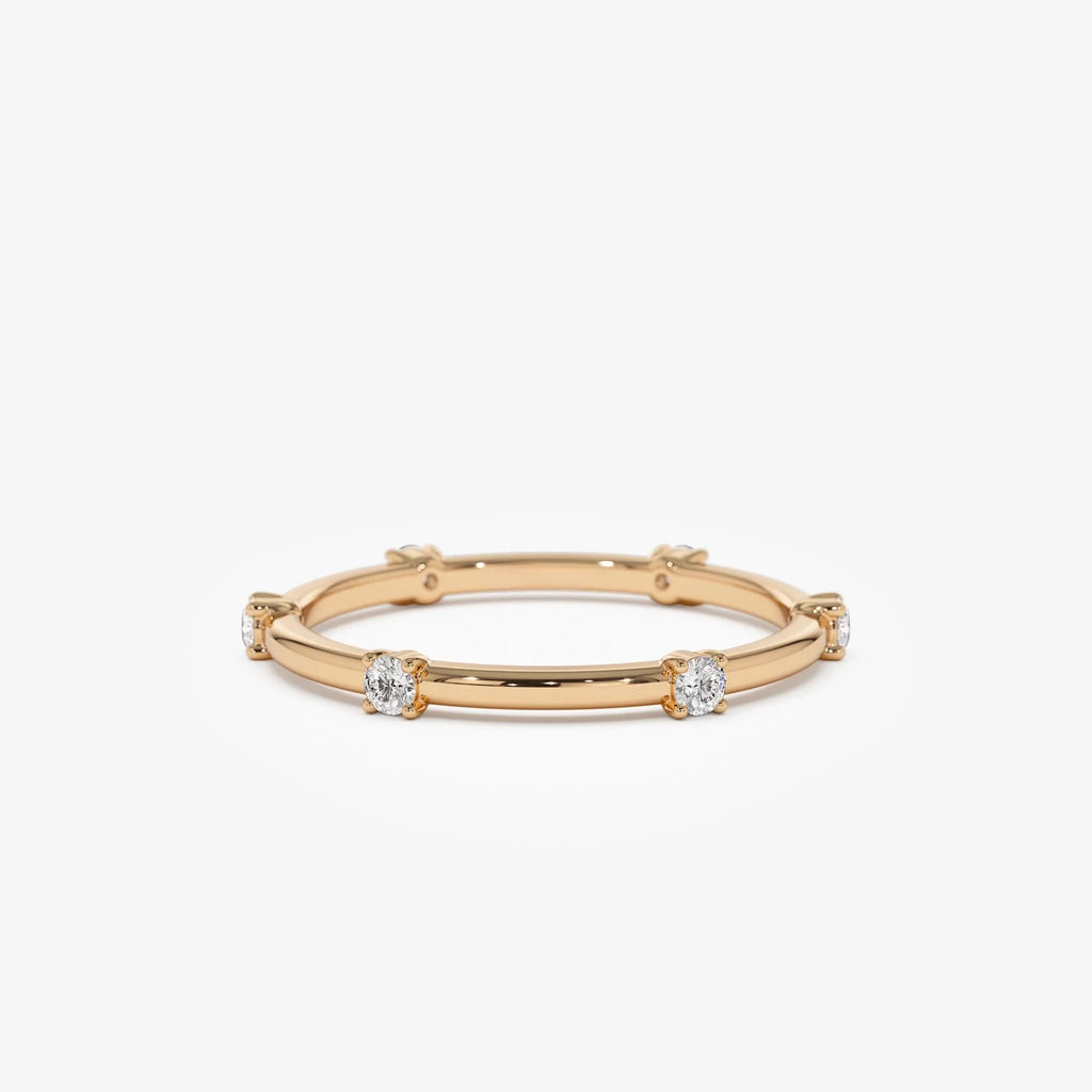 14k Solid Gold Round Diamond Full Eternity Stacking Ring Prong Setting 0.20ctw