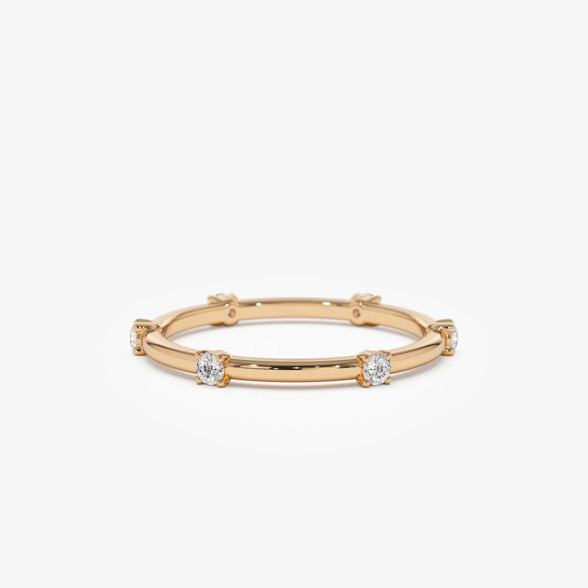 14k Solid Gold Round Diamond Full Eternity Stacking Ring Prong Setting 0.20ctw
