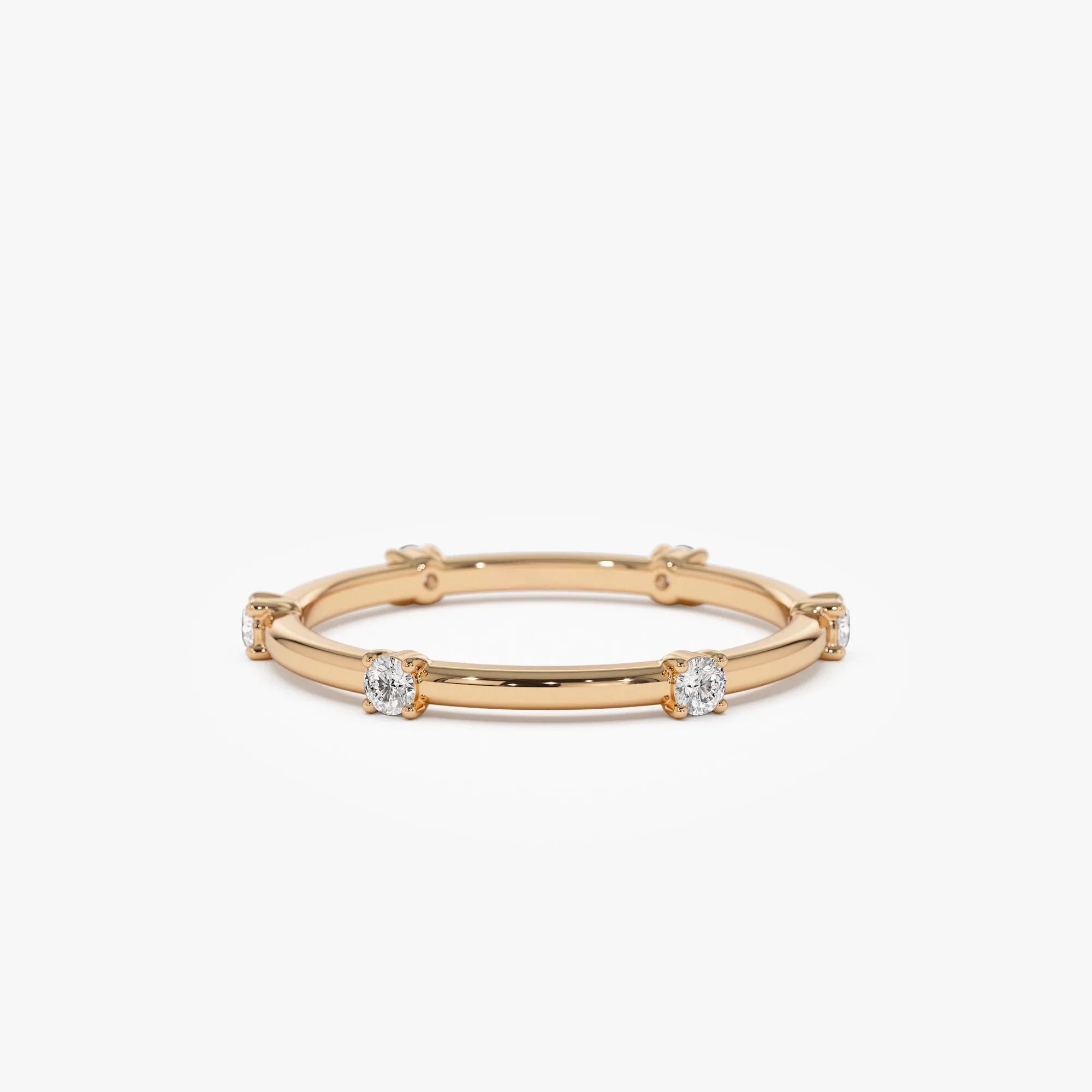 14k Solid Gold Round Diamond Full Eternity Stacking Ring Prong Setting 0.20ctw