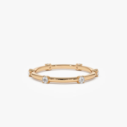 14k Solid Gold Round Diamond Full Eternity Stacking Ring Prong Setting 0.20ctw