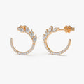 14k Gold Diamond Round Cut Marquise Shape Cluster Stud Earrings Prong Setting 0.60 ctw