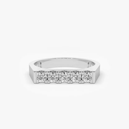 14K Gold 0.30ctw Round Diamond Rectangular Pinky Ring