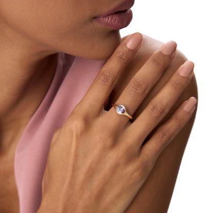 14K Solid Gold Oval Amethyst 0.75ctw Prong Setting Ring