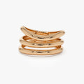 14k Solid Gold Stacked Chunky Curved Statement Ring