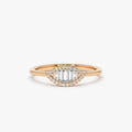 14K Gold Marquise Baguette and Round Diamond Ring 0.25 ctw