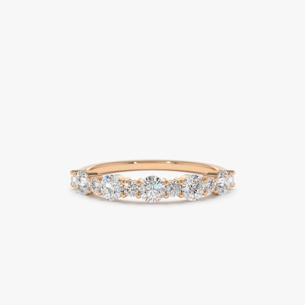 14k Gold 0.69 ctw Mixed Size Round Diamond Anniversary Ring