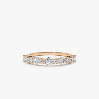 14k Gold 0.69 ctw Mixed Size Round Diamond Anniversary Ring