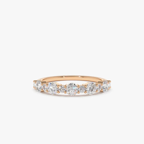 14k Gold 0.69 ctw Mixed Size Round Diamond Anniversary Ring