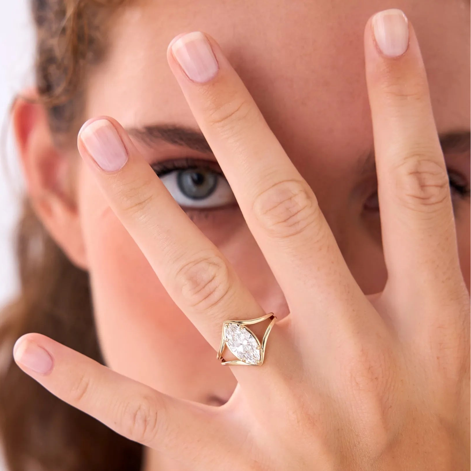 14k Gold 2.00 Carat Lab Grown Diamond Marquise Split Shank Engagement Ring IGI Certified Carla