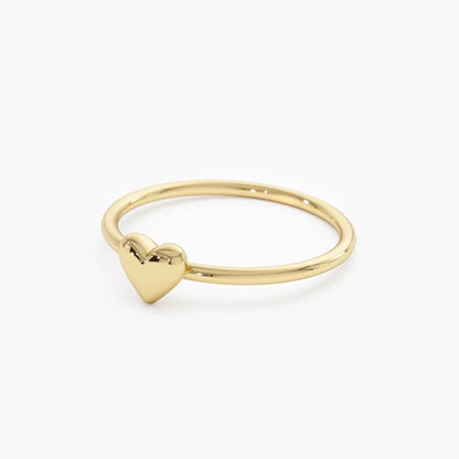 14k Gold Bubble Heart Ring Wide Minimalist Band