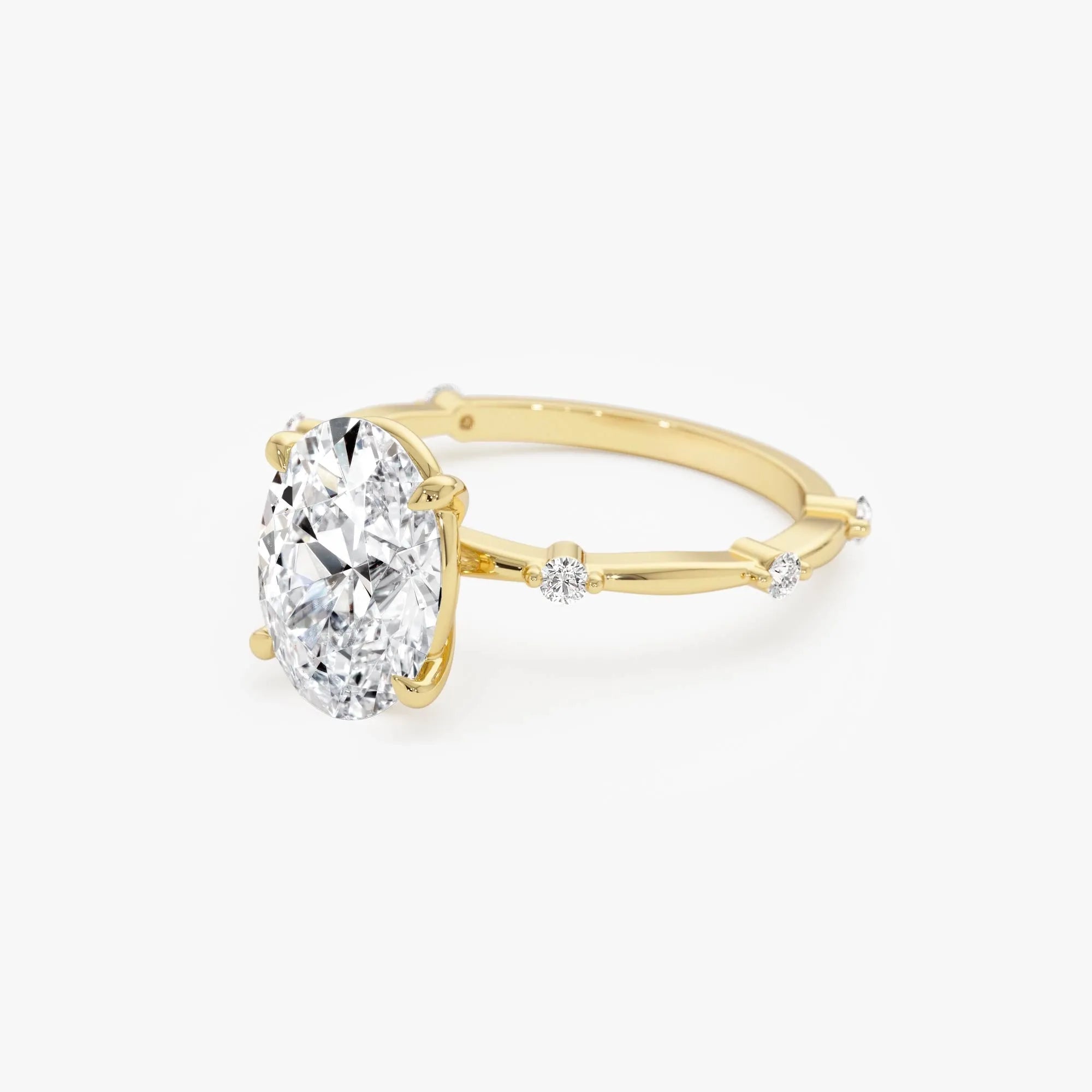14k Gold Lab Grown Diamond Oval Engagement Ring Solenne Accent Band 1.55 Ctw
