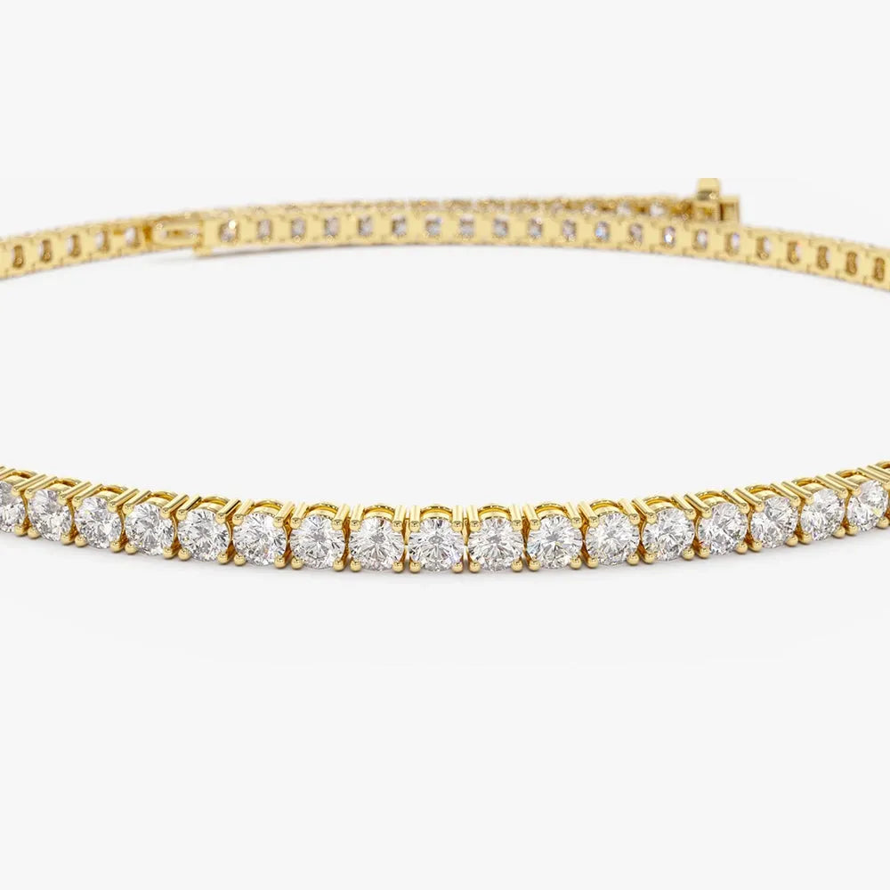 14K Solid Gold Round Diamond Tennis Bracelet 4 Prong Setting 2.20 Carat