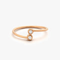 14K Gold Round Diamond Bezel Set Yin Yang Bypass Ring 0.06 CTW