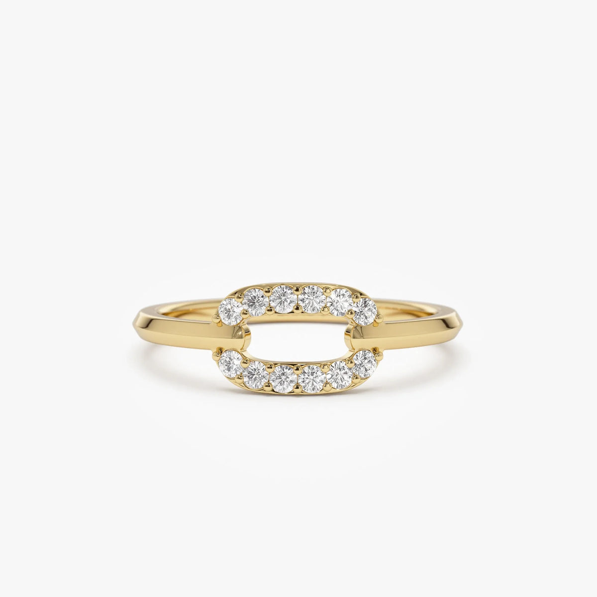 14k Solid Gold Round Diamond Single Link Prong Set Ring 0.19 Carat