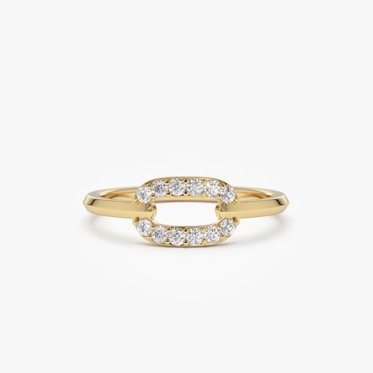 14k Solid Gold Round Diamond Single Link Prong Set Ring 0.19 Carat