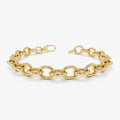 14k Yellow Gold Wide Bold Oval Link Chain Bracelet