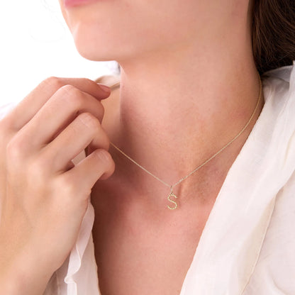 14k Solid Gold Rope Initial Pendant Necklace