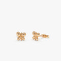 14k Solid Gold Bubble Butterfly Stud Earrings Minimalist Geometric Style