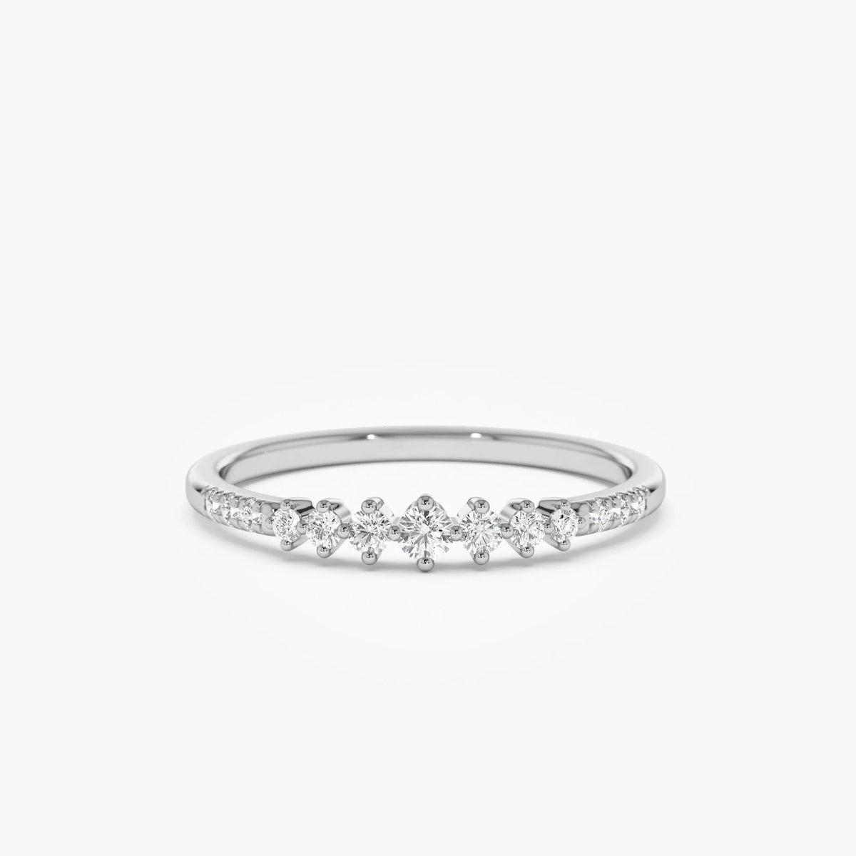 14K Solid Gold Round Diamond 0.18 Carat Graduating Wedding Ring