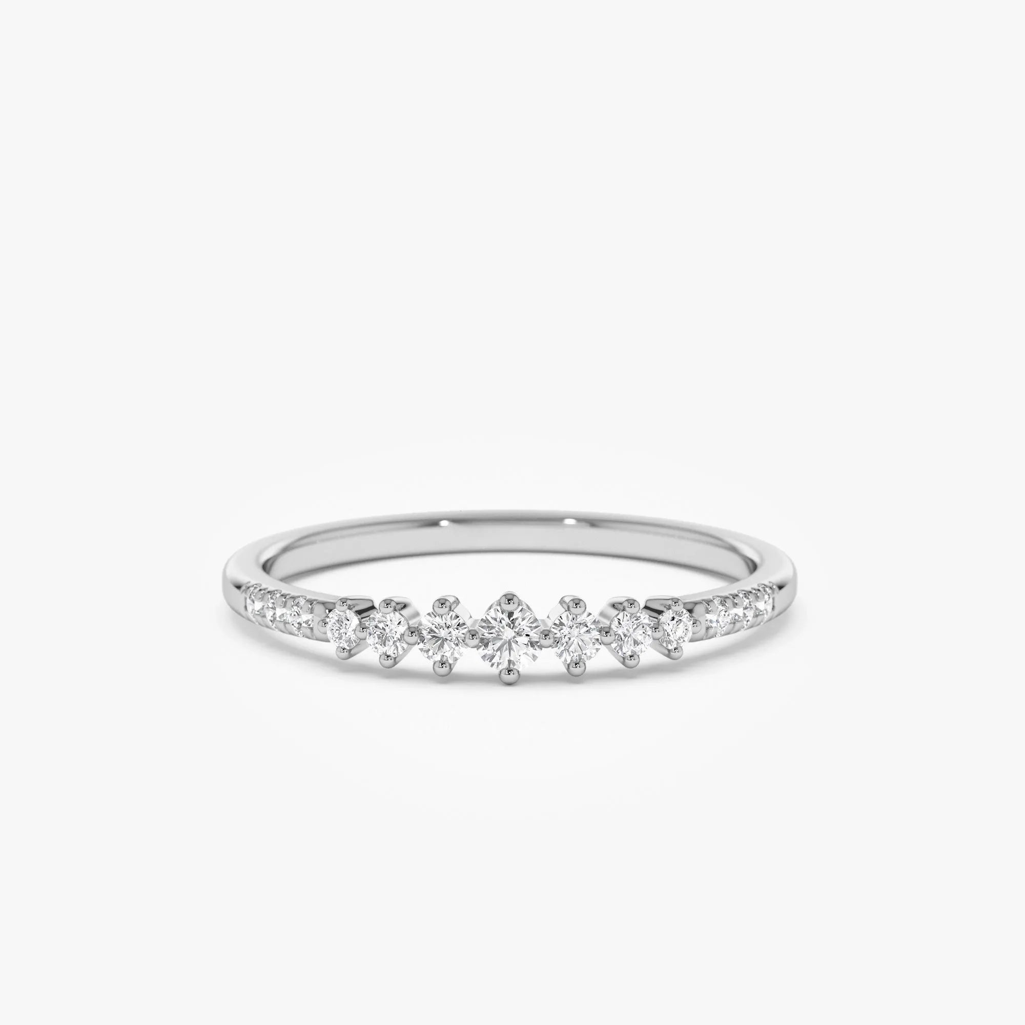 14K Solid Gold Round Diamond 0.18 Carat Graduating Wedding Ring