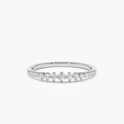 14K Solid Gold Round Diamond 0.18 Carat Graduating Wedding Ring