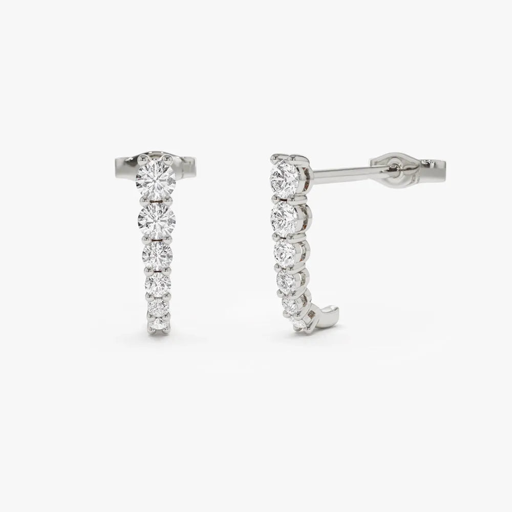 14k Gold Diamond Round Cut Graduated Stud Earrings Prong Setting 0.49 ctw