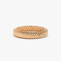 14k Solid Gold Dome Croissant Band Ring 3.7mm Width