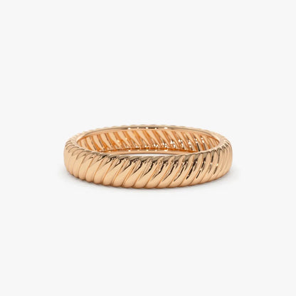 14k Solid Gold Dome Croissant Band Ring 3.7mm Width