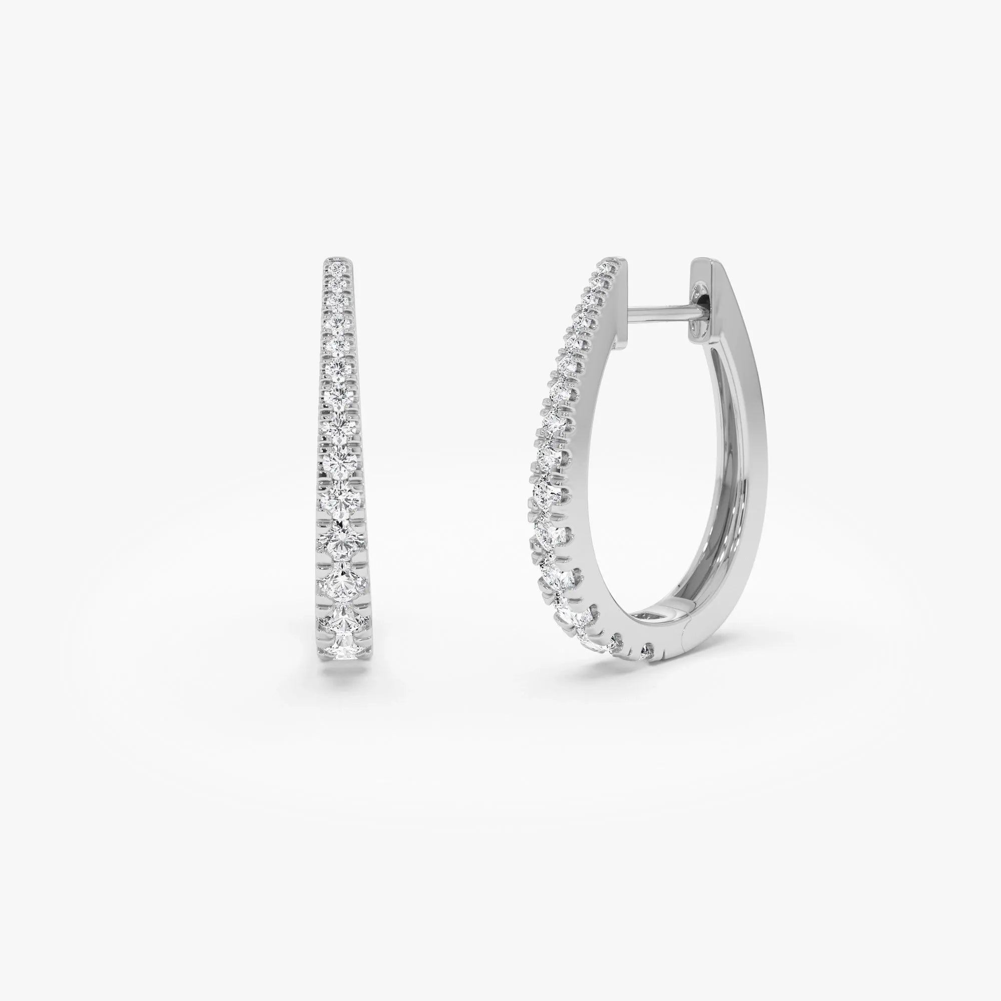 14k Gold Diamond Round Cut Graduated Statement Hoop Earrings 0.50 ctw