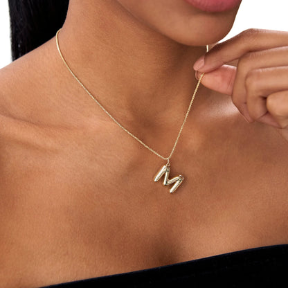 14k Solid Gold Balloon Initial Letter Pendant