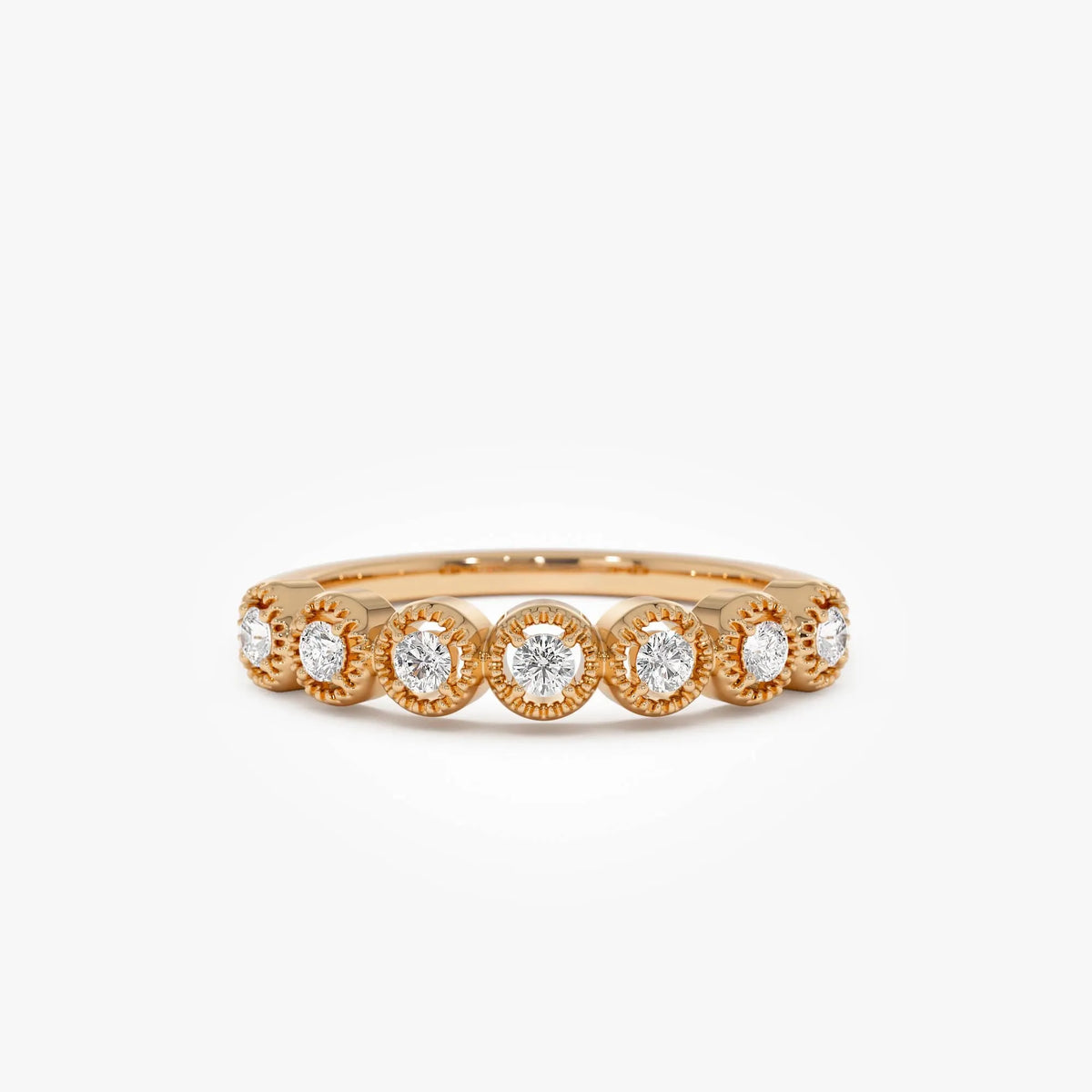 14k Gold Vintage Style Diamond Band Ring 0.17 ctw