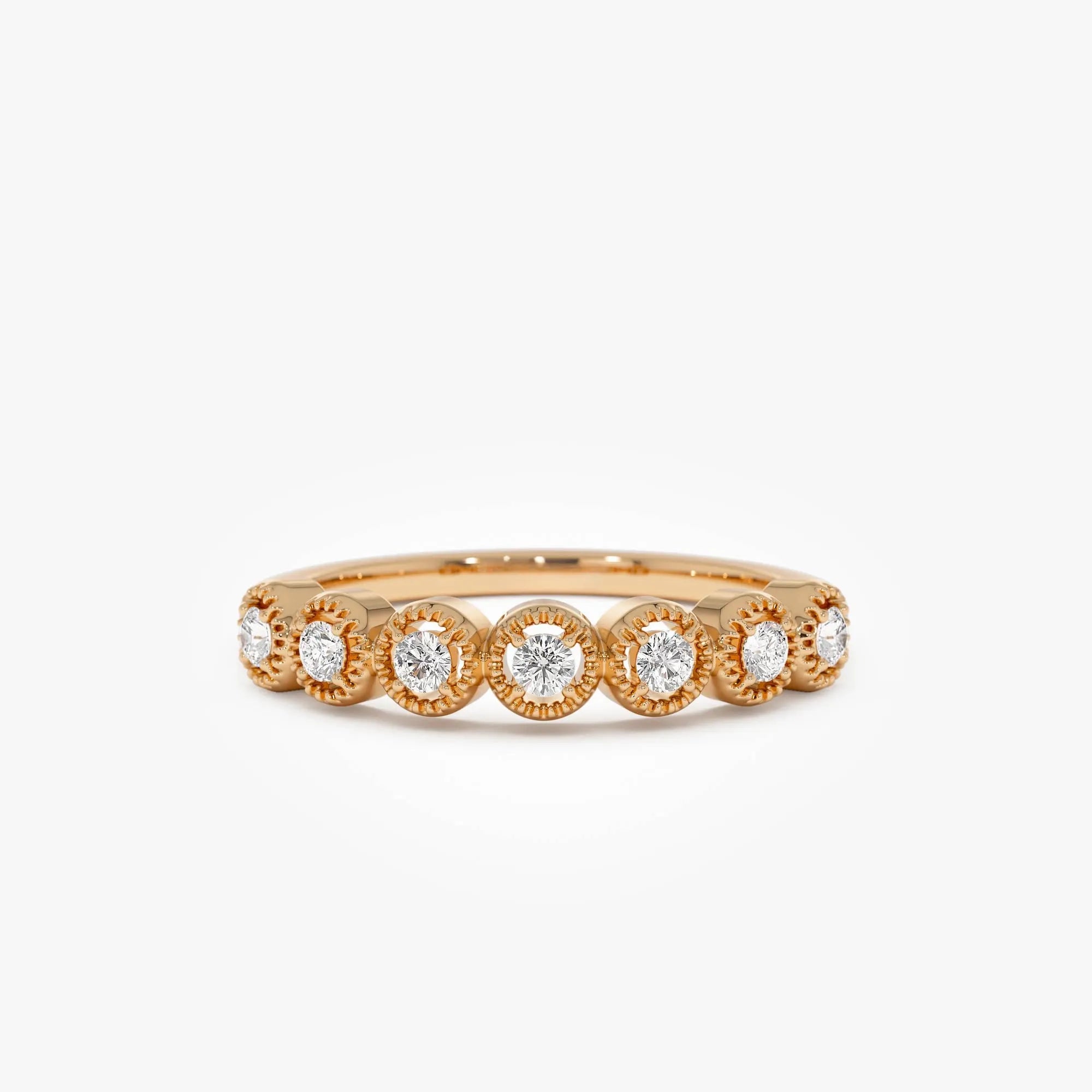 14k Gold Vintage Style Diamond Band Ring 0.17 ctw