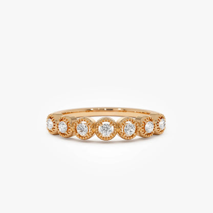 14k Gold Vintage Style Diamond Band Ring 0.17 ctw