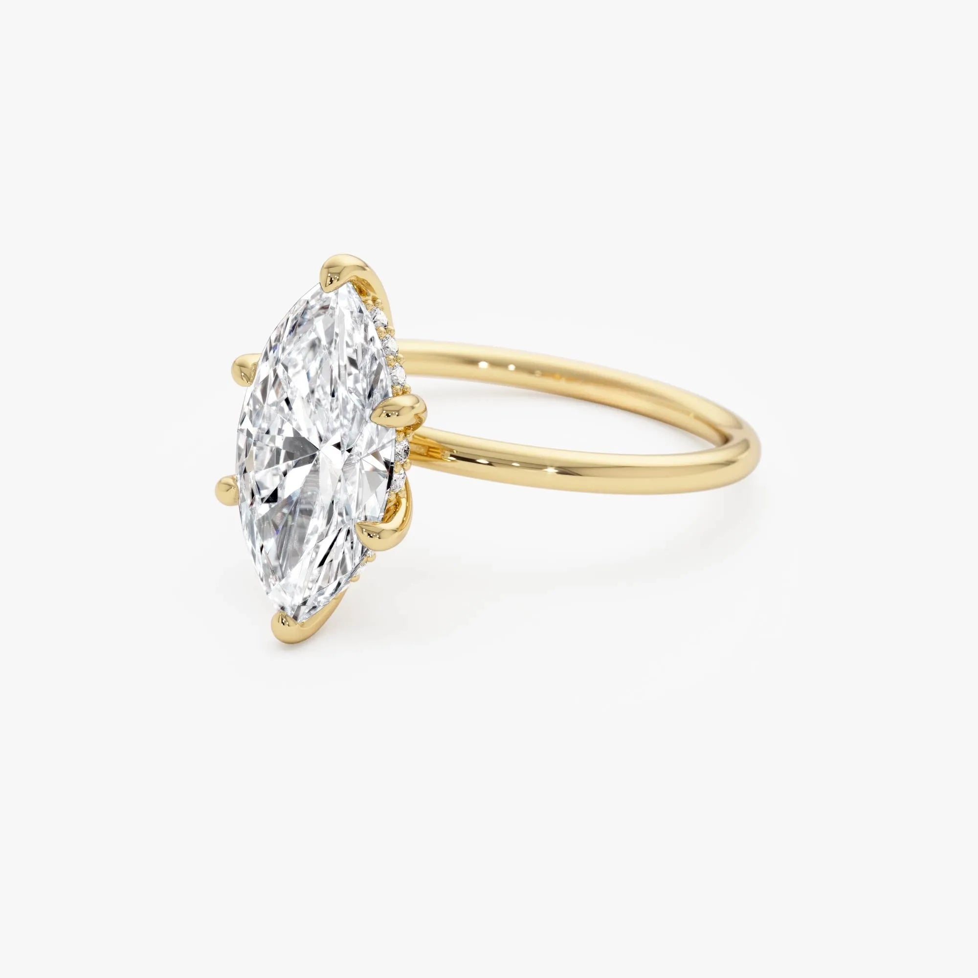 14k Gold 2.10 Ctw Marquise Lab Grown Diamond Hidden Halo Engagement Ring