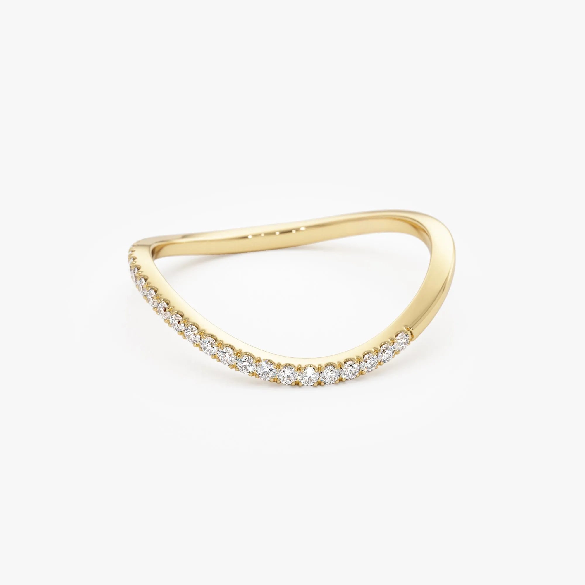 14k Gold 0.11 ctw Round Diamond Micro Pave Wave Ring