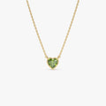 14k Solid Gold Peridot Heart Shaped Layering Necklace 0.55 Carat