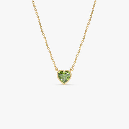 14k Solid Gold Peridot Heart Shaped Layering Necklace 0.55 Carat