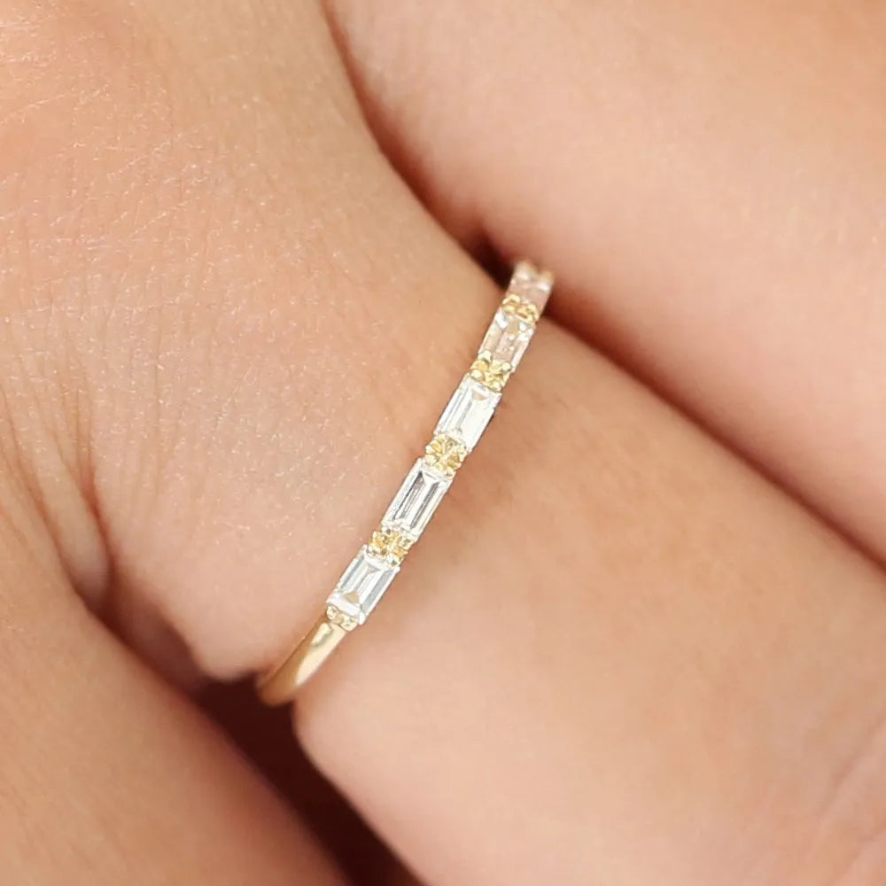 14k Solid Gold Baguette Cut Diamond Micro Prong Wedding Band 0.32 ctw