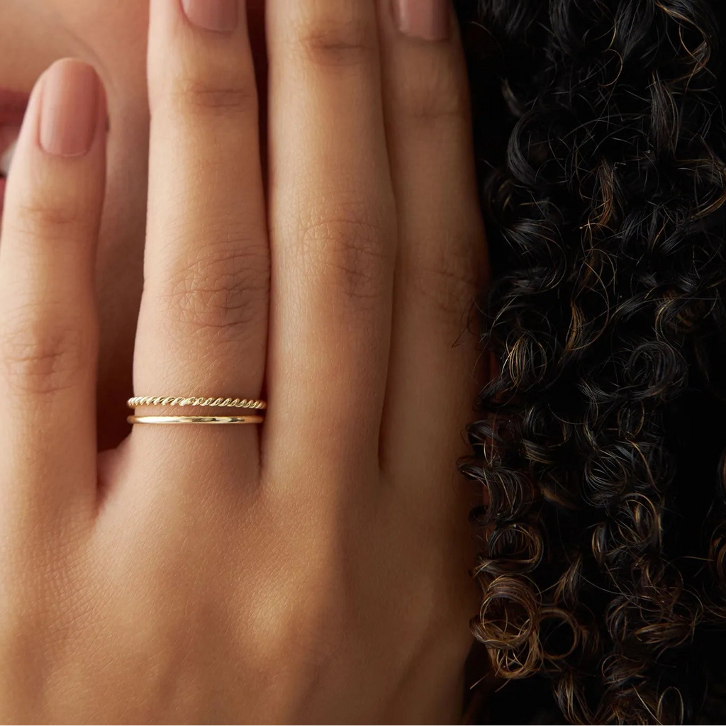 14K Solid Gold 1.2mm Minimalist Classic Wedding Band Ring