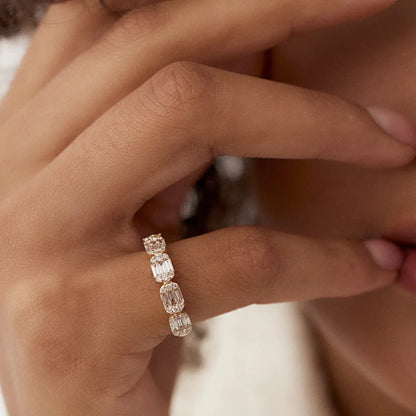 14K Solid Gold Baguette and Round Diamond 0.75 Carat Ring