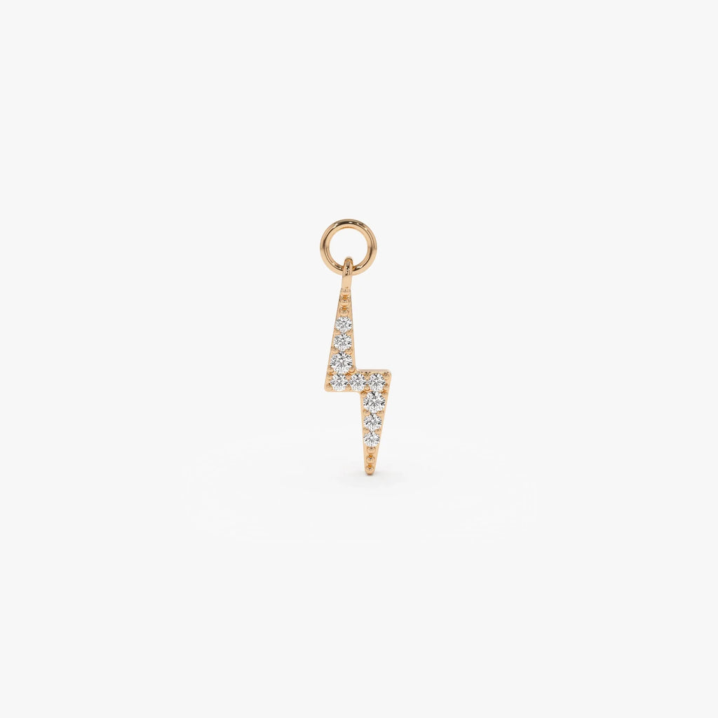 14k Gold Diamond Lightning Hoop Charm for Earrings 0.06 ctw